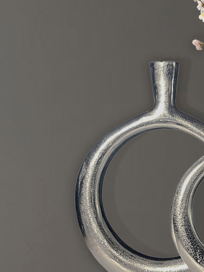 Decoratieve Vaas Set van 2 Aluminium Zilver Donut