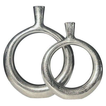 Decoratieve Vaas Set van 2 Aluminium Zilver Donut