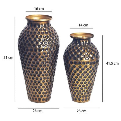 Decoratieve Vaas Set van 2 Aluminium Goud Amphora