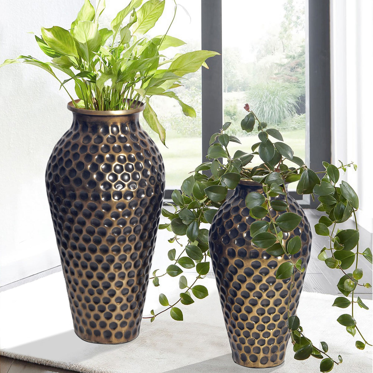 Decoratieve Vaas Set van 2 Aluminium Goud Amphora