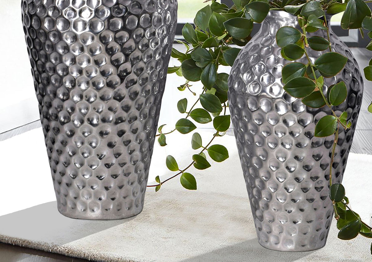 Decoratieve Vaas Set van 2 Aluminium Zilver Amphora