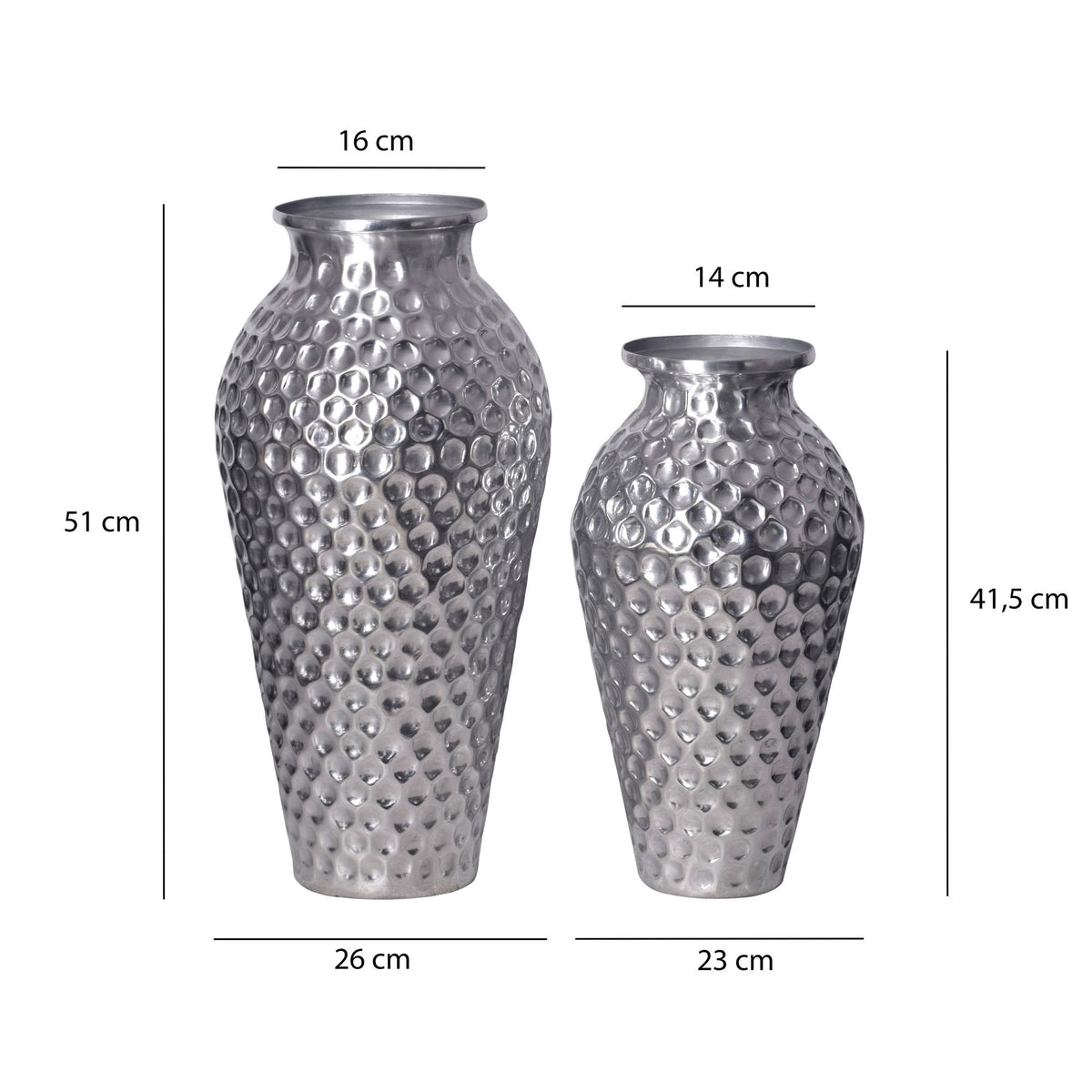 Decoratieve Vaas Set van 2 Aluminium Zilver Amphora