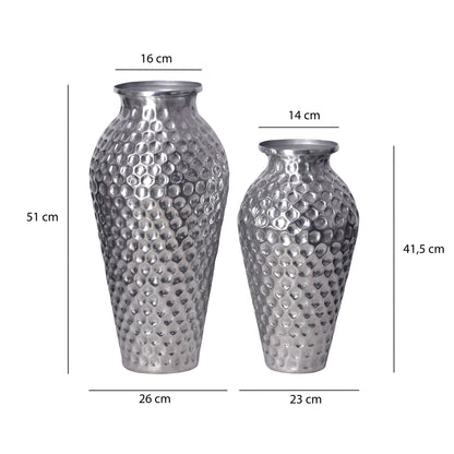 Decoratieve Vaas Set van 2 Aluminium Zilver Amphora