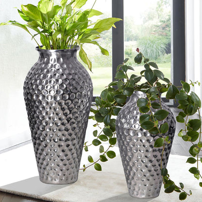 Decoratieve Vaas Set van 2 Aluminium Zilver Amphora