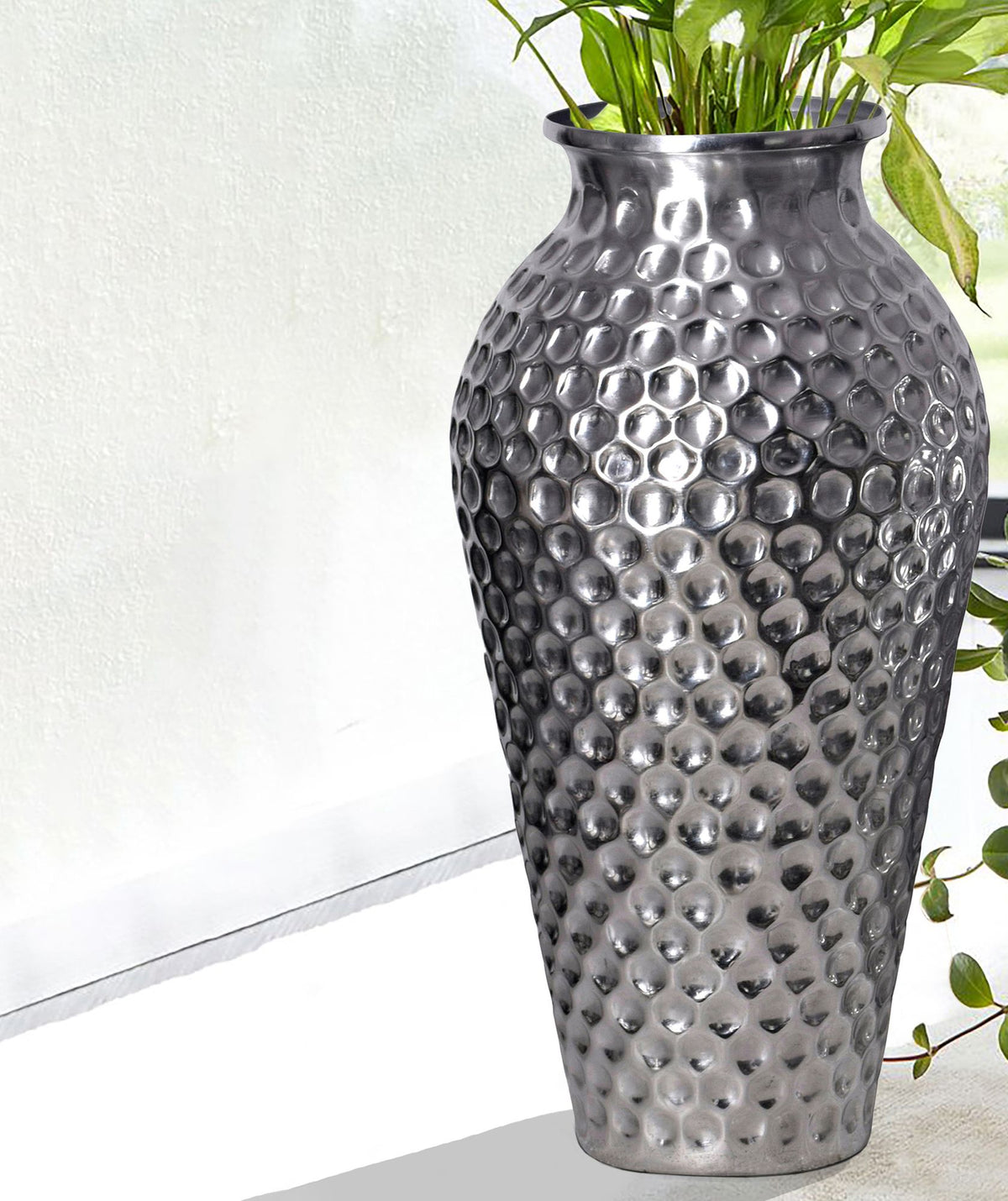 Decoratieve Vaas Set van 2 Aluminium Zilver Amphora