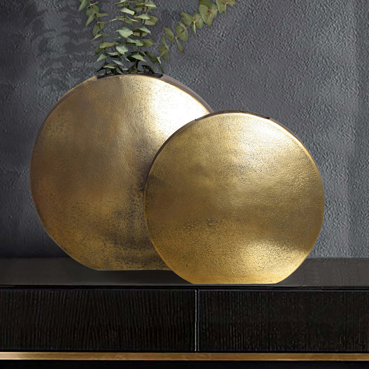 Decoratieve Vaas Set van 2 Aluminium Goud Bloemenvaas