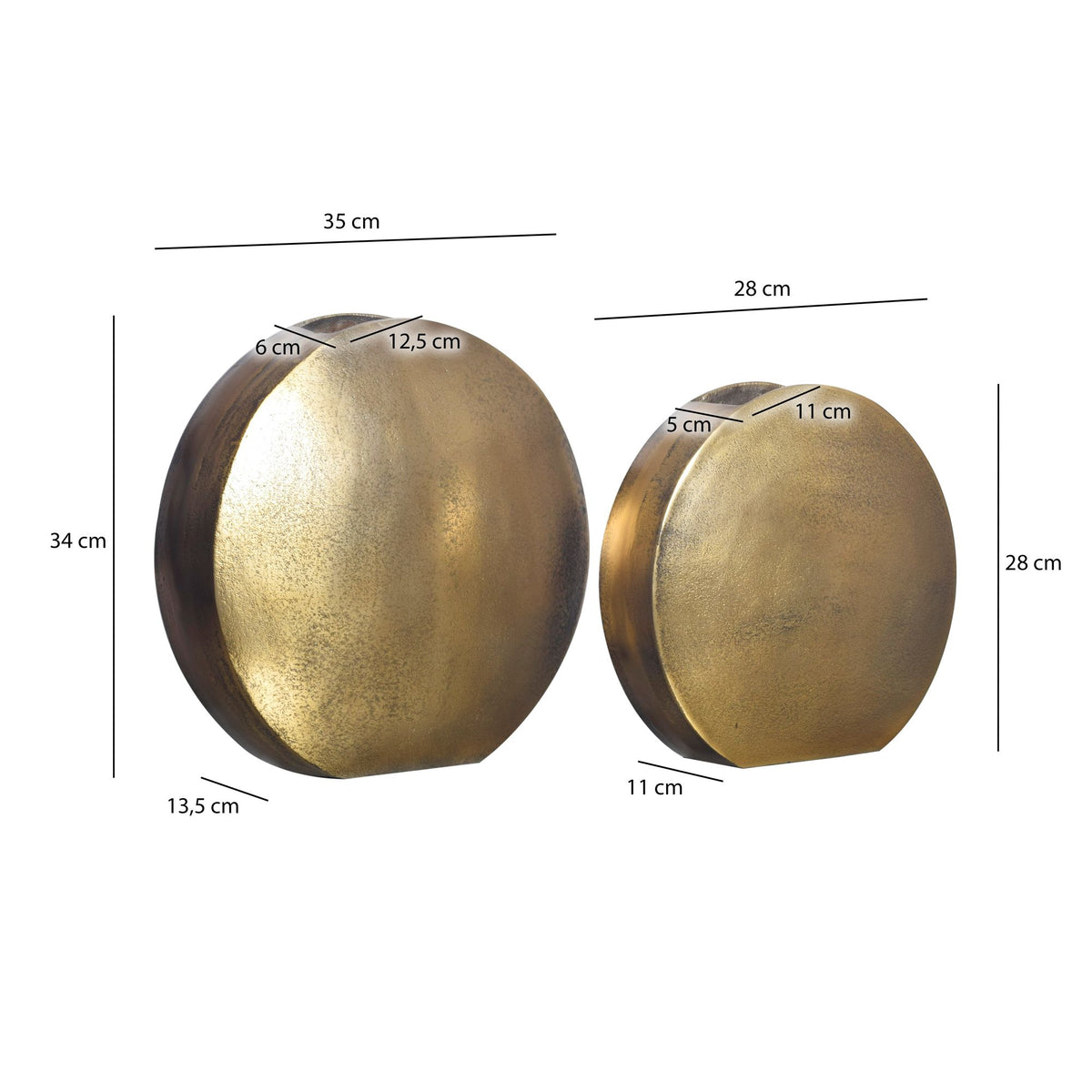 Decoratieve Vaas Set van 2 Aluminium Goud Bloemenvaas