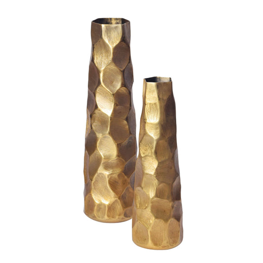 Decoratieve Vaas Set van 2 Aluminium Goud Bloemenvaas