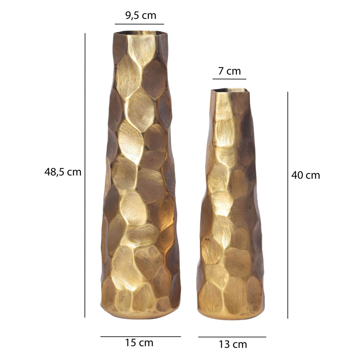 Decoratieve Vaas Set van 2 Aluminium Goud Bloemenvaas