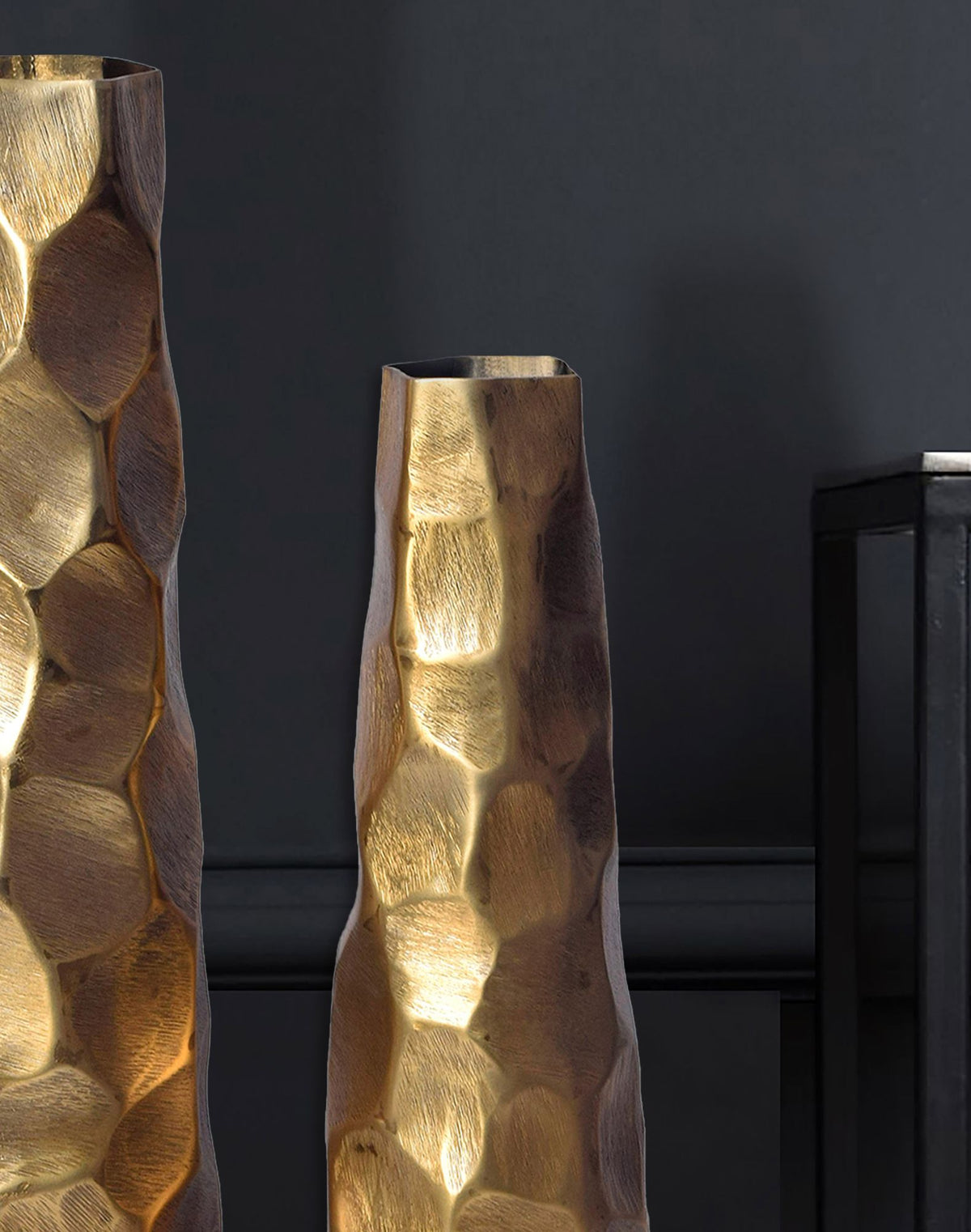 Decoratieve Vaas Set van 2 Aluminium Goud Bloemenvaas