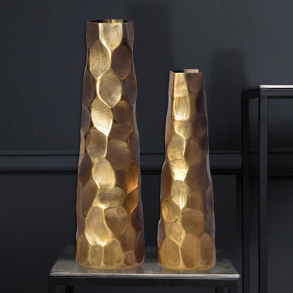 Decoratieve Vaas Set van 2 Aluminium Goud Bloemenvaas