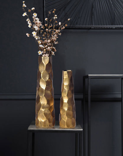 Decoratieve Vaas Set van 2 Aluminium Goud Bloemenvaas