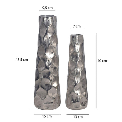 Decoratieve Vaas Set van 2 Aluminium Zilver