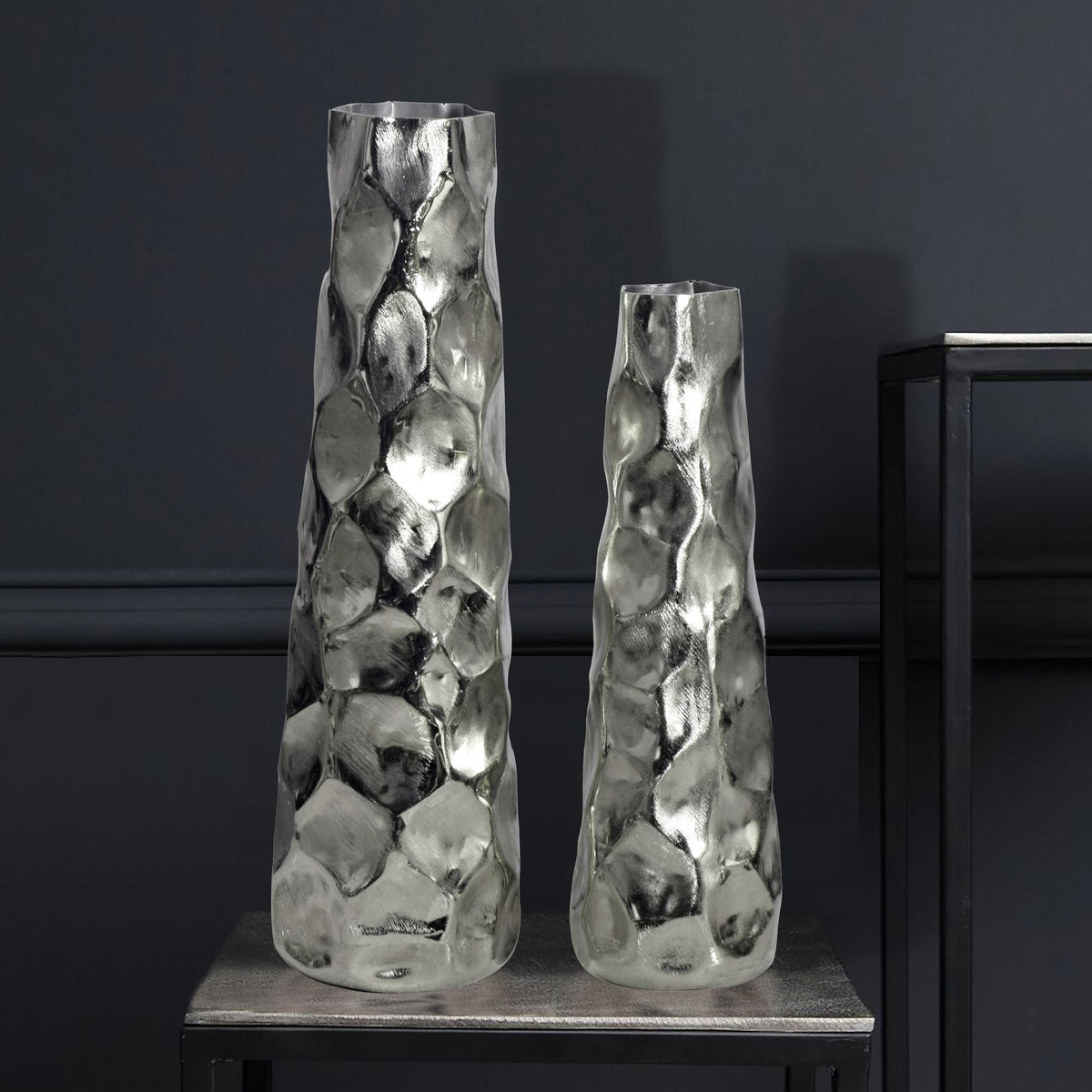 Decoratieve Vaas Set van 2 Aluminium Zilver