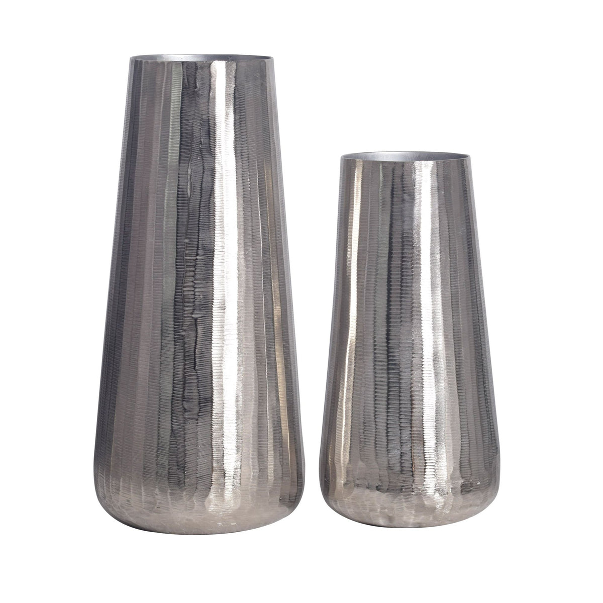 Decoratieve Vaas Set van 2 Aluminium Zilveren Ronde
