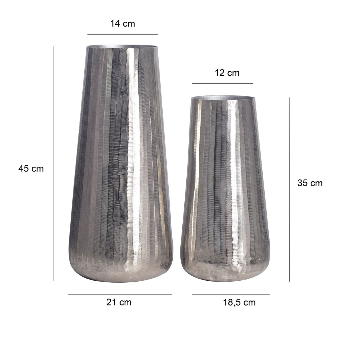 Decoratieve Vaas Set van 2 Aluminium Zilveren Ronde