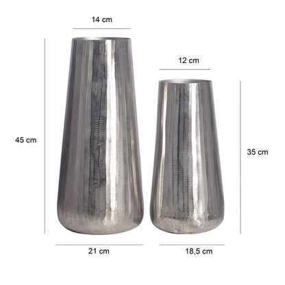 Decoratieve Vaas Set van 2 Aluminium Zilveren Ronde
