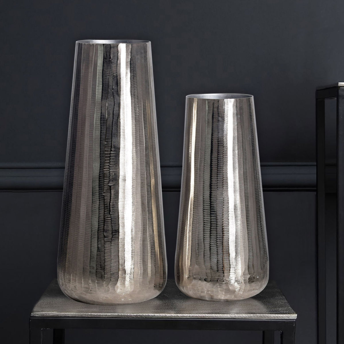 Decoratieve Vaas Set van 2 Aluminium Zilveren Ronde