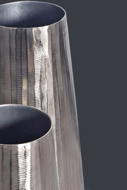 Decoratieve Vaas Set van 2 Aluminium Zilveren Ronde