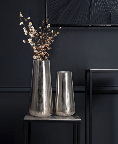 Decoratieve Vaas Set van 2 Aluminium Zilveren Ronde