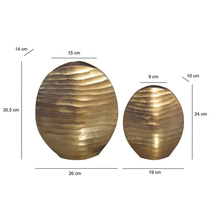 Decoratieve Vaas Set van 2 Aluminium Goud Bloemenvaas