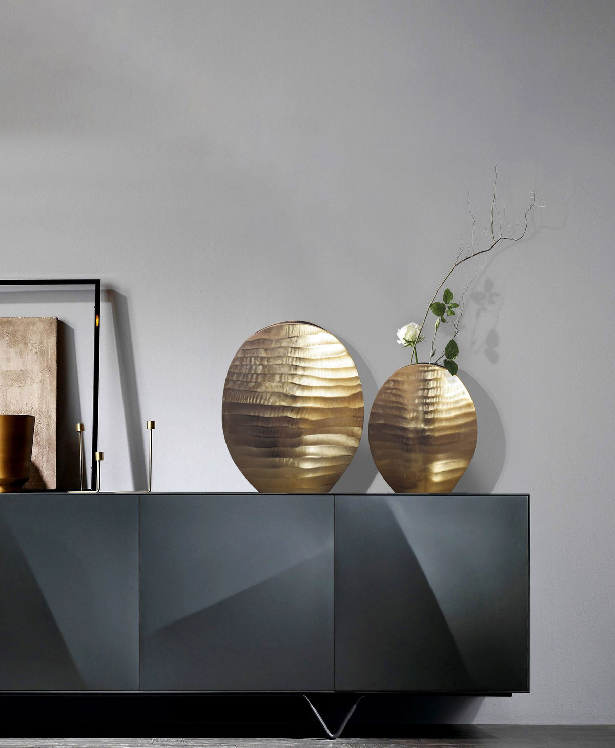 Decoratieve Vaas Set van 2 Aluminium Goud Bloemenvaas