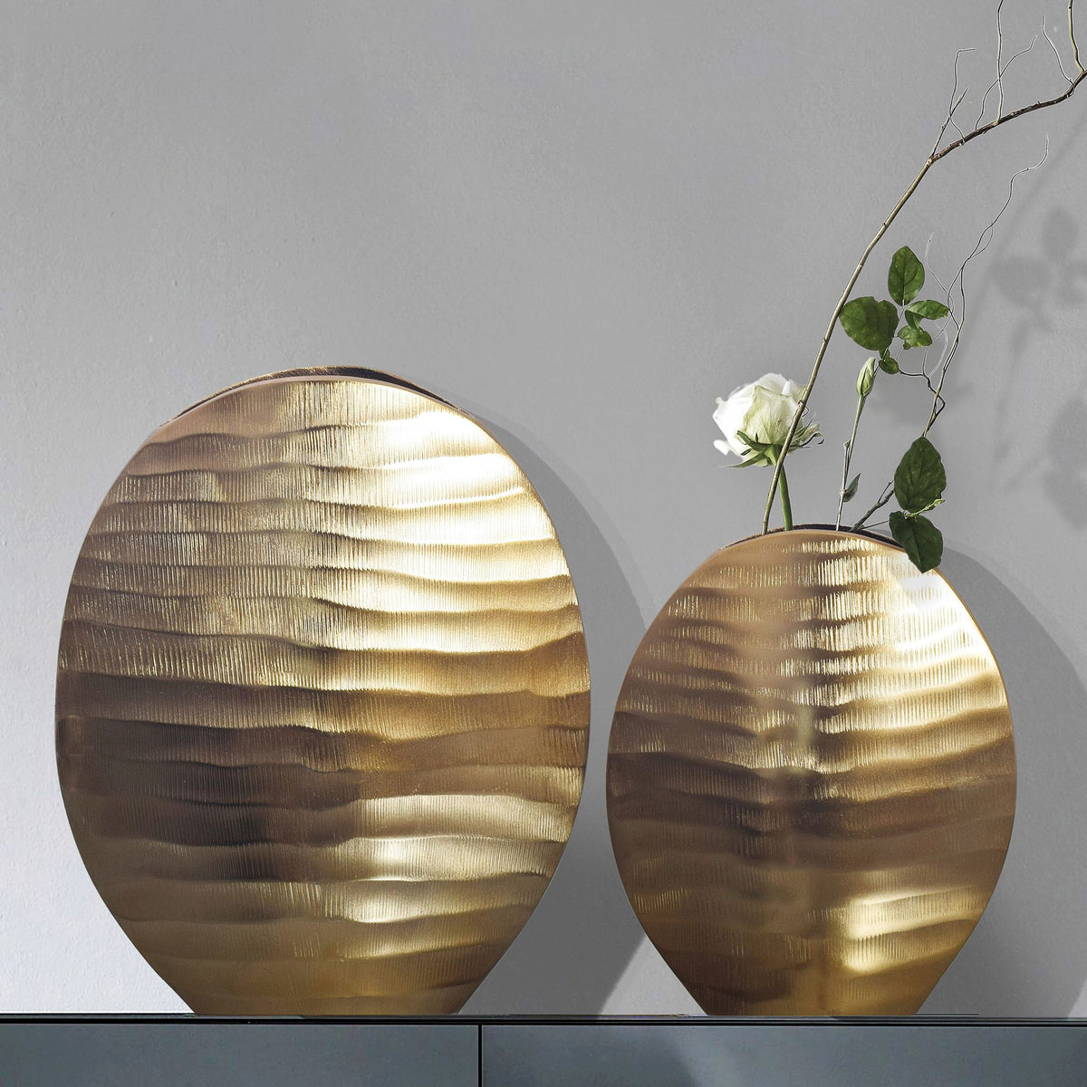 Decoratieve Vaas Set van 2 Aluminium Goud Bloemenvaas
