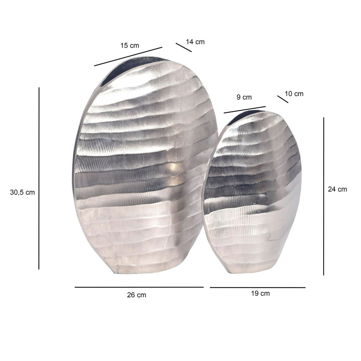 Decoratieve Vaas Set van 2 Aluminium Zilveren