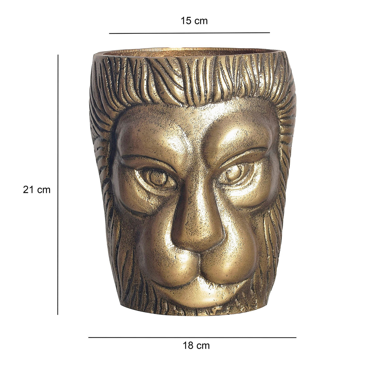Decoratieve vaas Leeuwenkop 21 cm Aluminium Goud