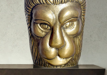 Decoratieve vaas Leeuwenkop 21 cm Aluminium Goud