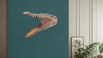 Wanddecoratie Krokodil Goud Metaal
