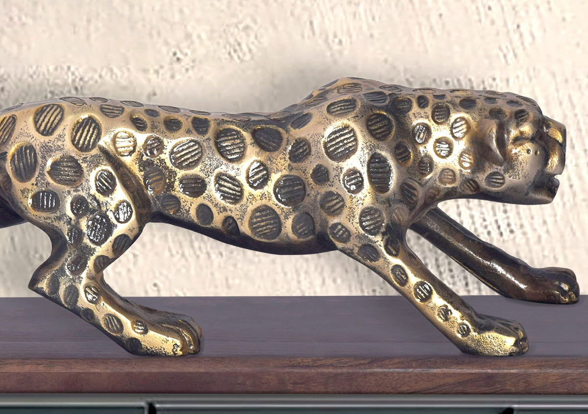 decoratieve figuur panter aluminium goud 63 cm met