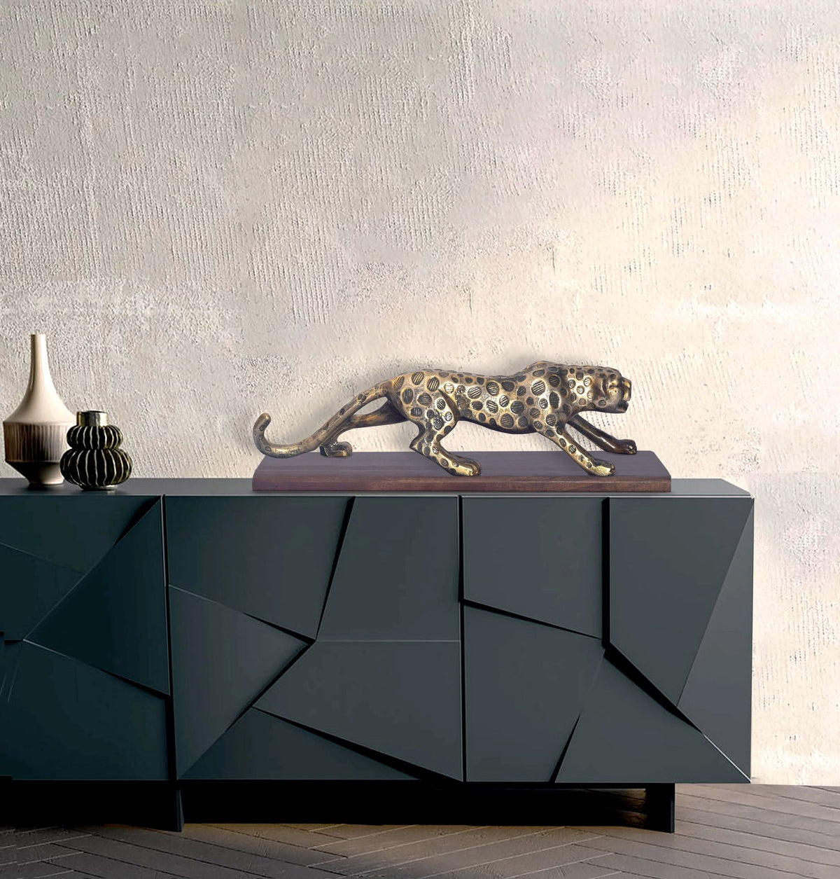 decoratieve figuur panter aluminium goud 63 cm met
