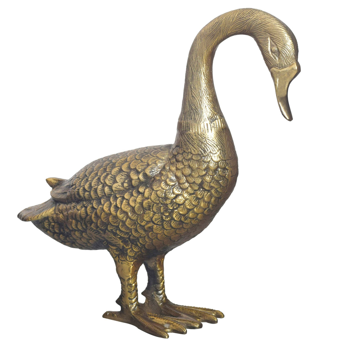 Decoratief figuur gans aluminium goud 46 cm