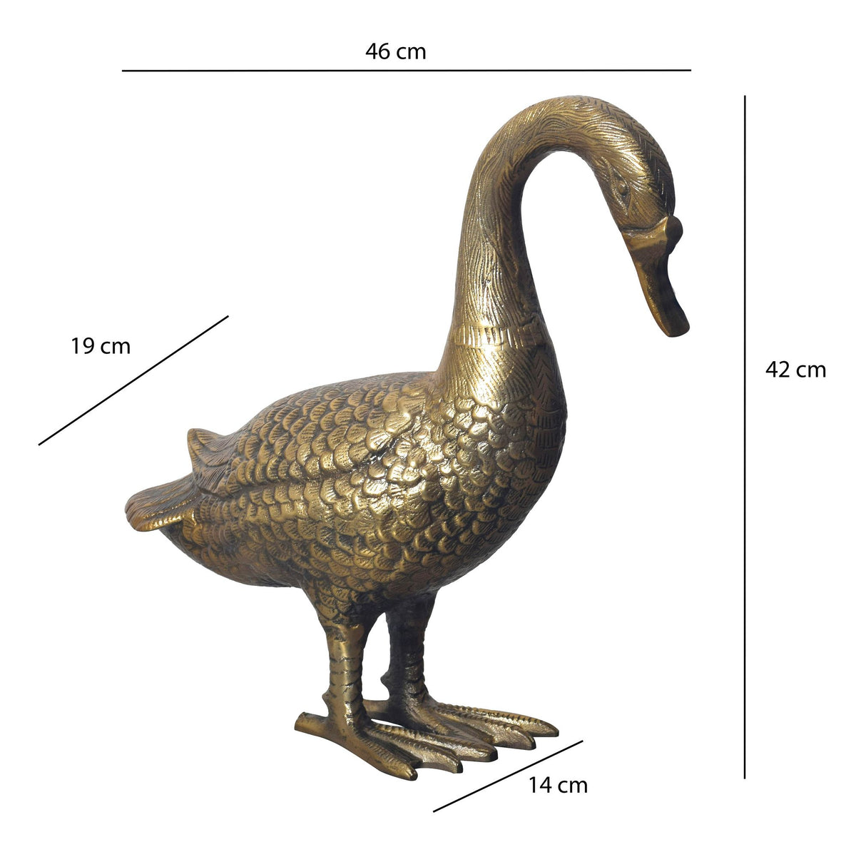 decoratief figuur gans aluminium goud 46 cm