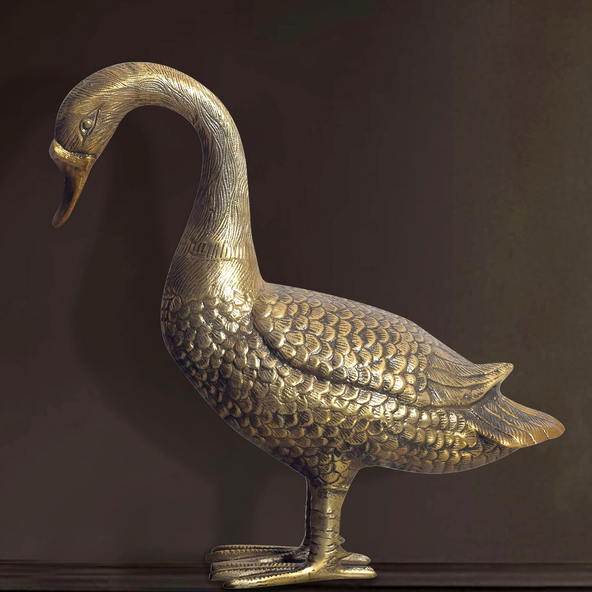 Decoratief figuur gans aluminium goud 46 cm
