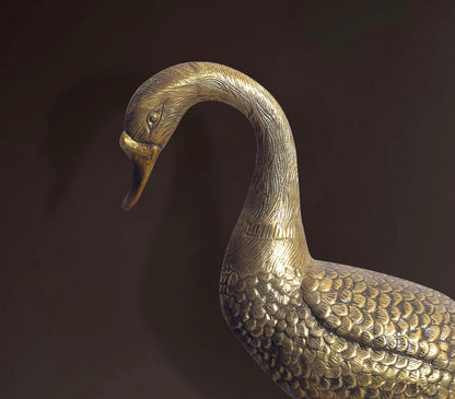 Decoratief figuur gans aluminium goud 46 cm
