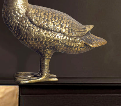 Decoratief figuur gans aluminium goud 46 cm