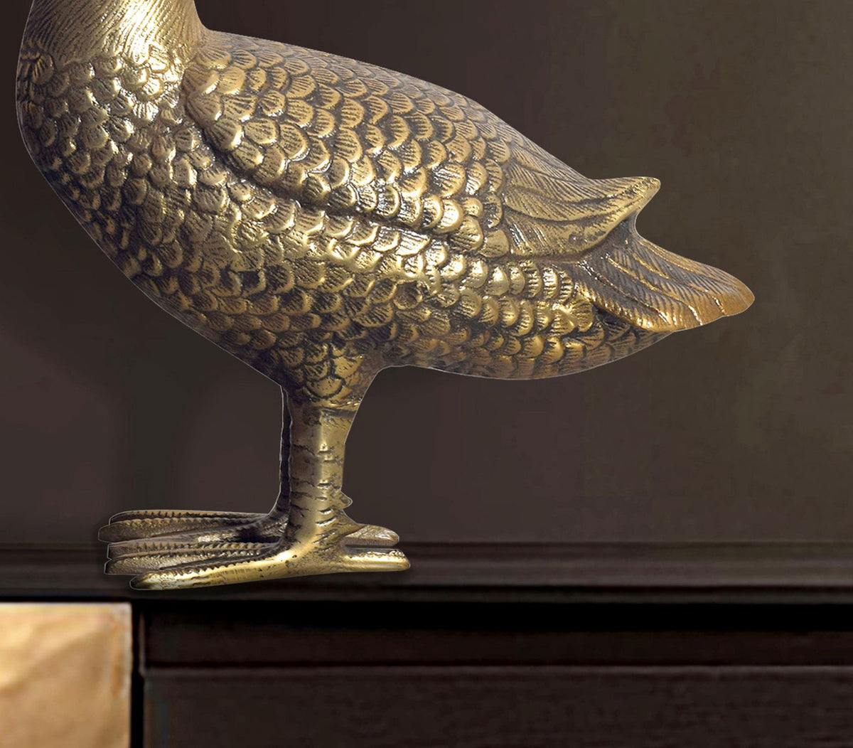 decoratief figuur gans aluminium goud 46 cm