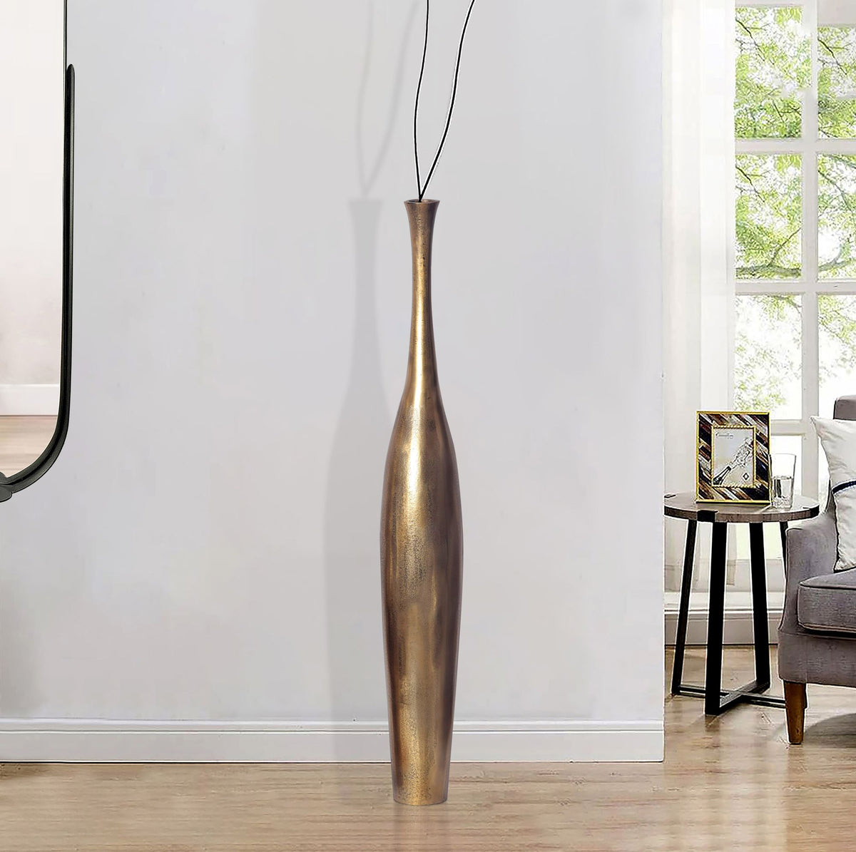 Decoratieve Vaas BOTTLE S 75 cm Aluminium Goud