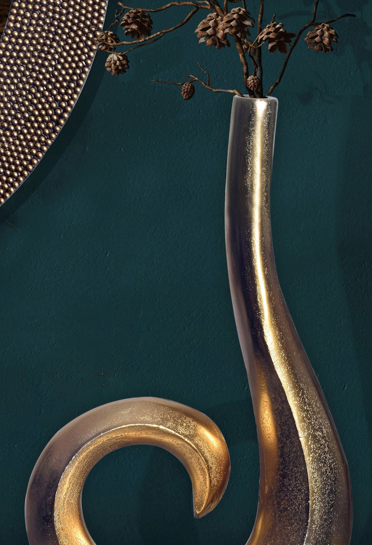 Decoratieve vaas 47 cm Aluminium Goud Spiraal