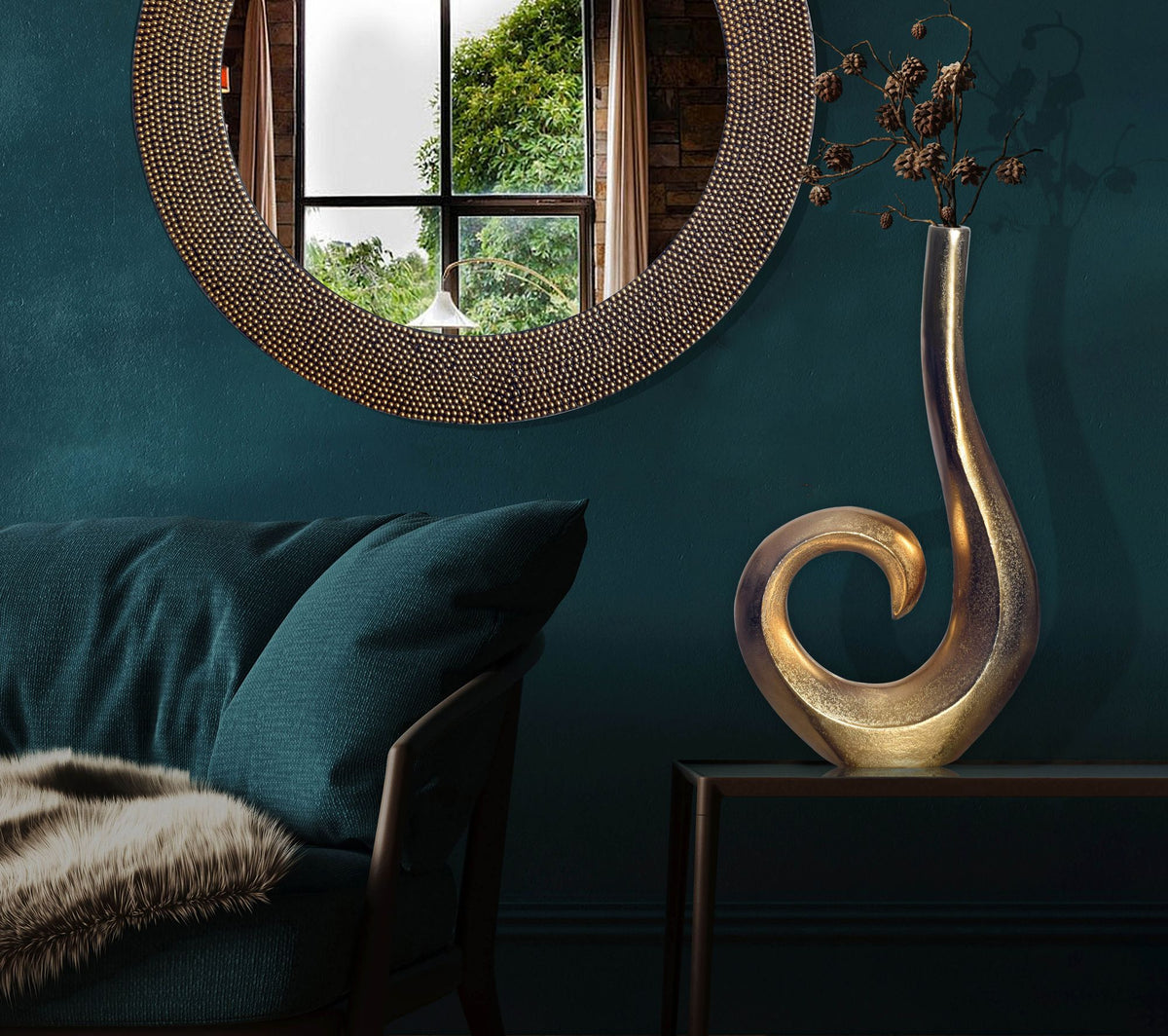 Decoratieve vaas 47 cm Aluminium Goud Spiraal