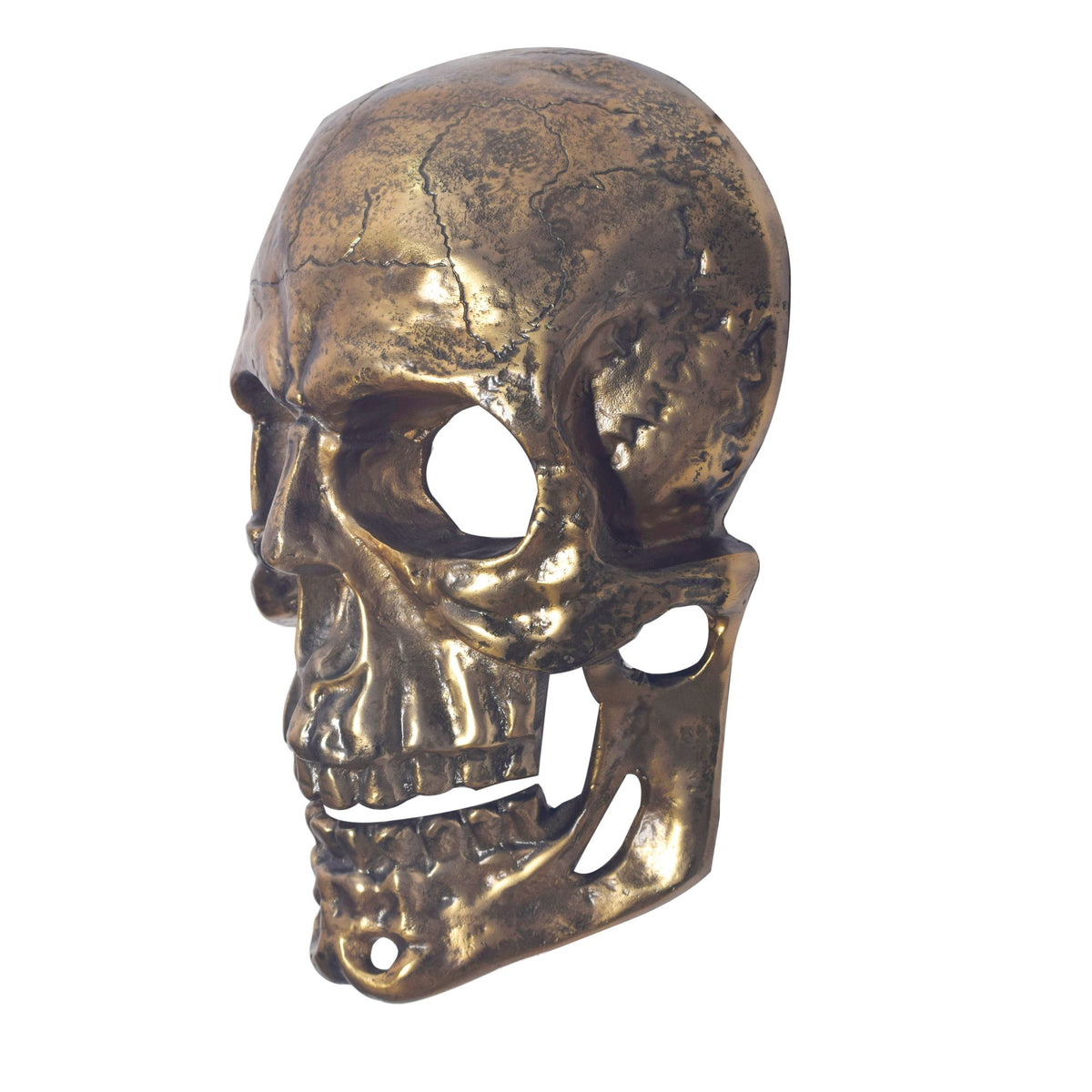 Wanddecoratie schedel aluminium goud 41 cm schedel