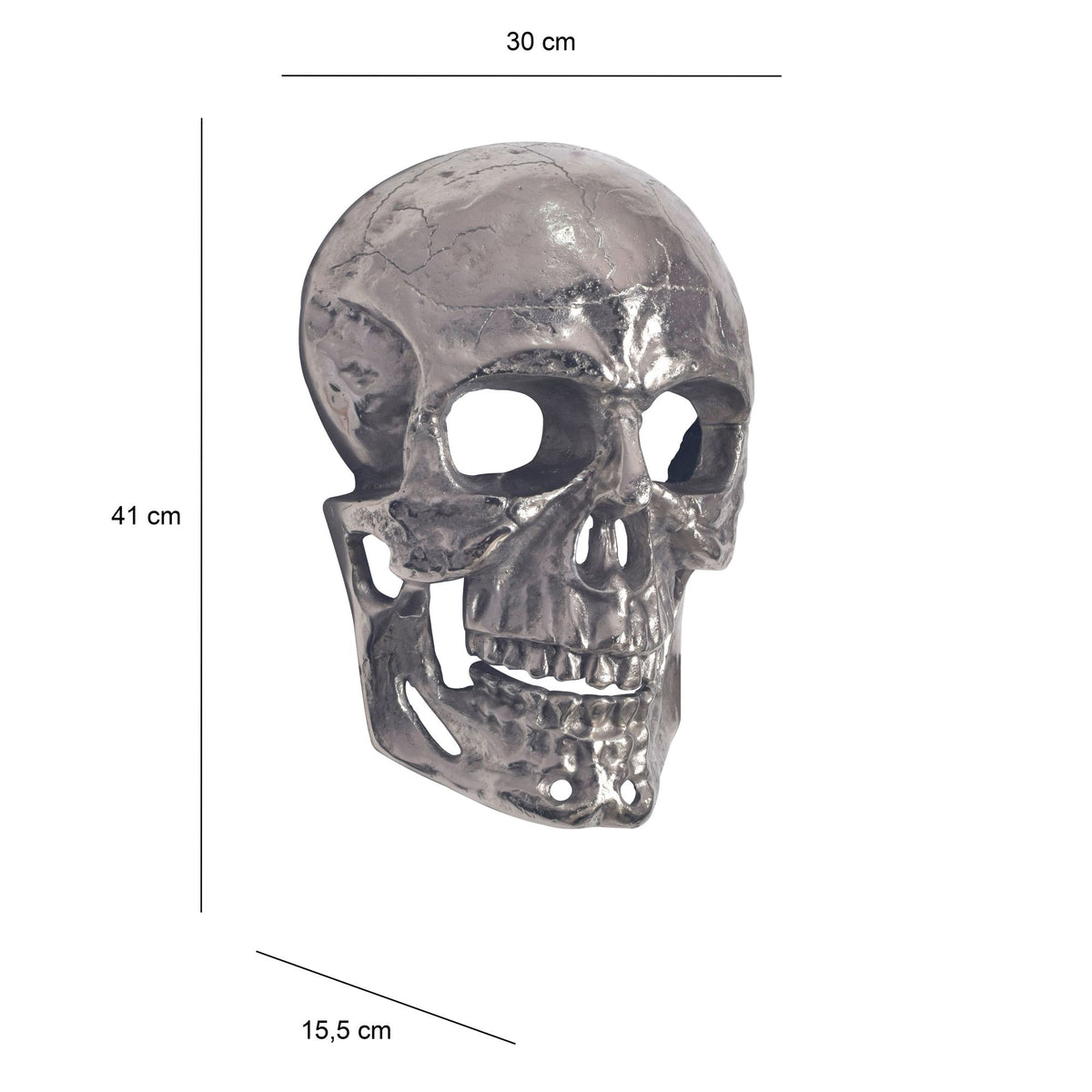 Wanddecoratie Schedel Aluminium Zilver 41 cm