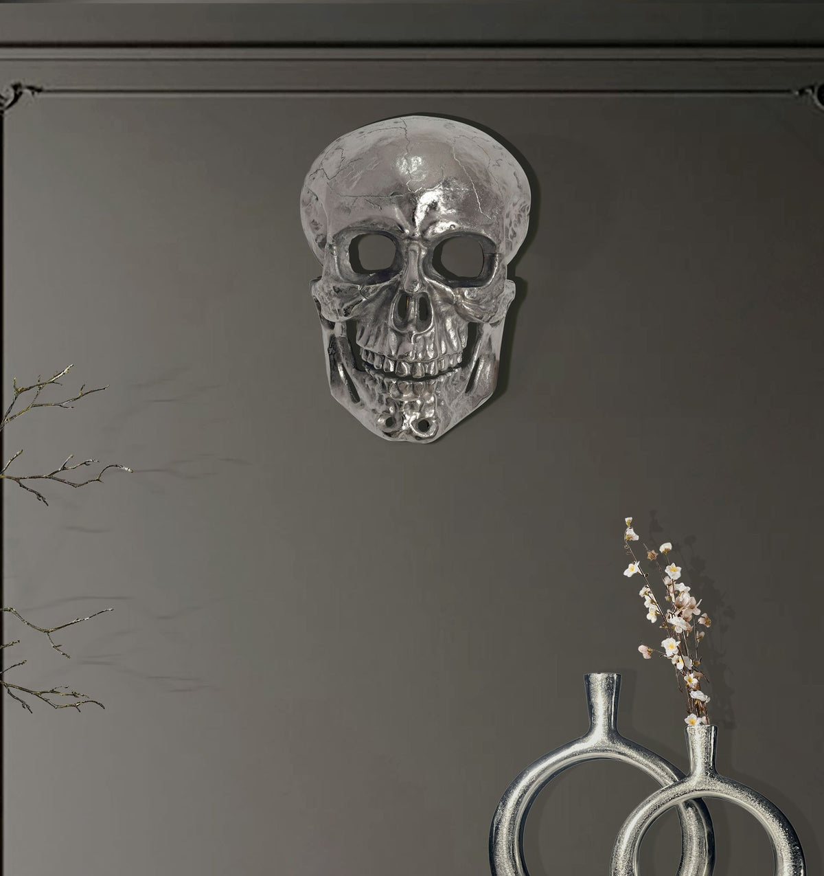 Wanddecoratie Schedel Aluminium Zilver 41 cm