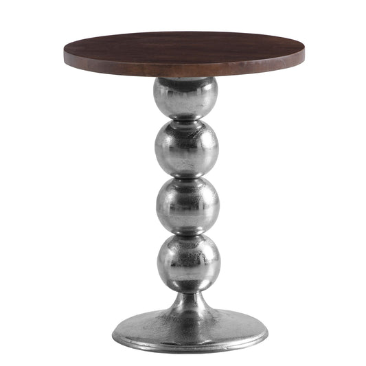 Bijzettafel Mango Massief Hout Metaal 50x50x61.5 cm Bijzettafel, Kleine Bijzettafel Rond, Woonkamertafel Bank Modern, Sofa Tafel Hoog