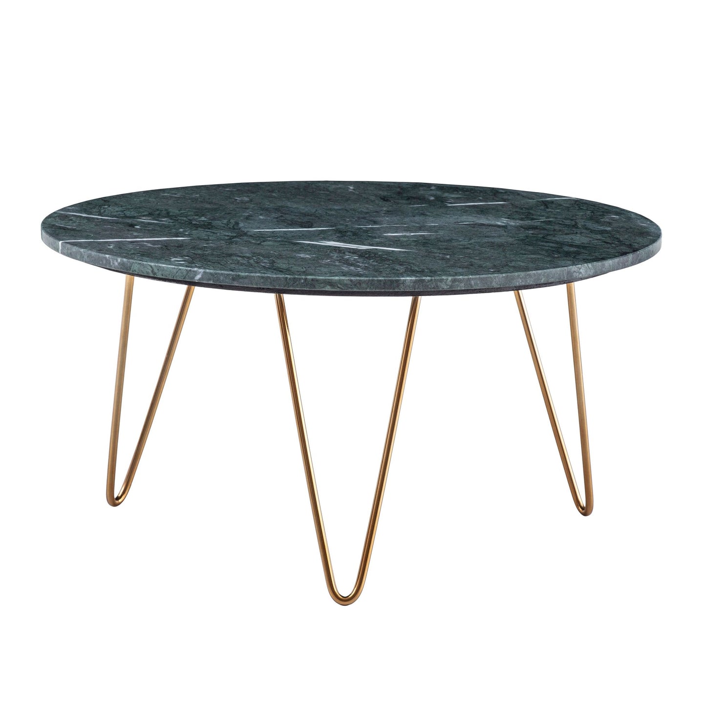 Salontafel Echt Marmer Groen 70x70x35 cm Salontafel Metaal Goud, Design Statief Woonkamertafel Rond Modern, Loungetafel Groot, Salontafel Haarspeldpoten