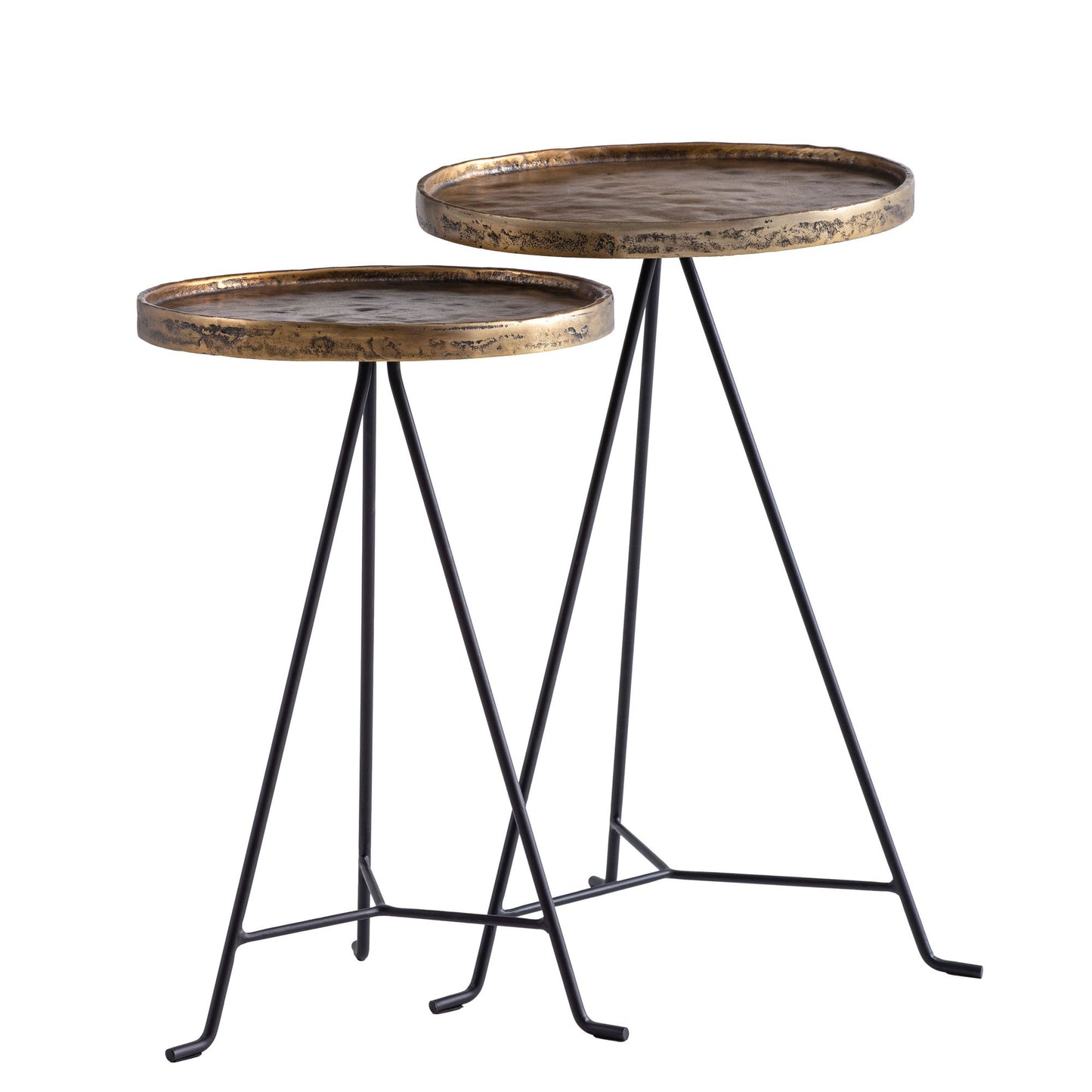 bijzettafel set van 2 metaal goud/zwart design set tafels rond, woonkamer tafel bijzettafel modern, salontafel decoratieve tafel 2-delig, bloementafel woonkamer