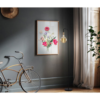 Staande lamp "Modo" gemaakt van metaal in zwarte, versies in goud, E27 -aansluiting, tafellamp voor woonkamer, eetkamer, keuken, gang, gang of kantoor, 150 High