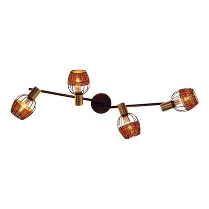 4 plafondlamp "Corbis", metalen plek in zwart en goud, met E14 -aansluiting, voor eetkamer, woonkamer, gang of kantoor, plafondlamp, 78 cm lang